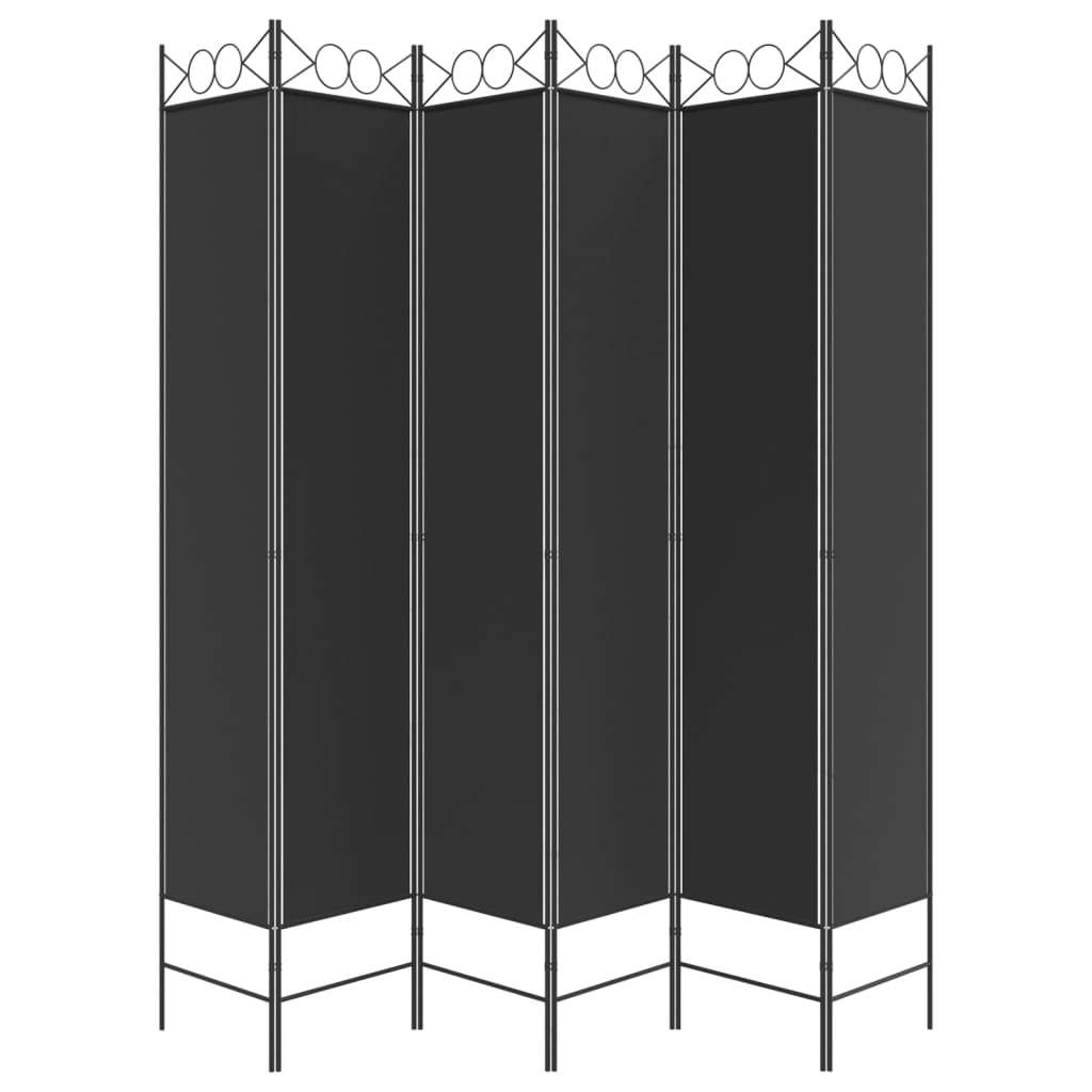 Cloison de séparation 6 panneaux Noir 240x220 cm Tissu