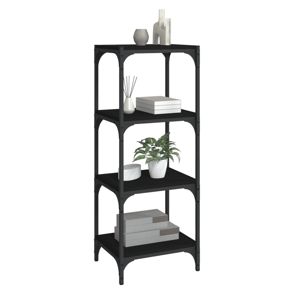 Bibliothèque Noir 40x33x100 cm Bois d'ingénierie et acier