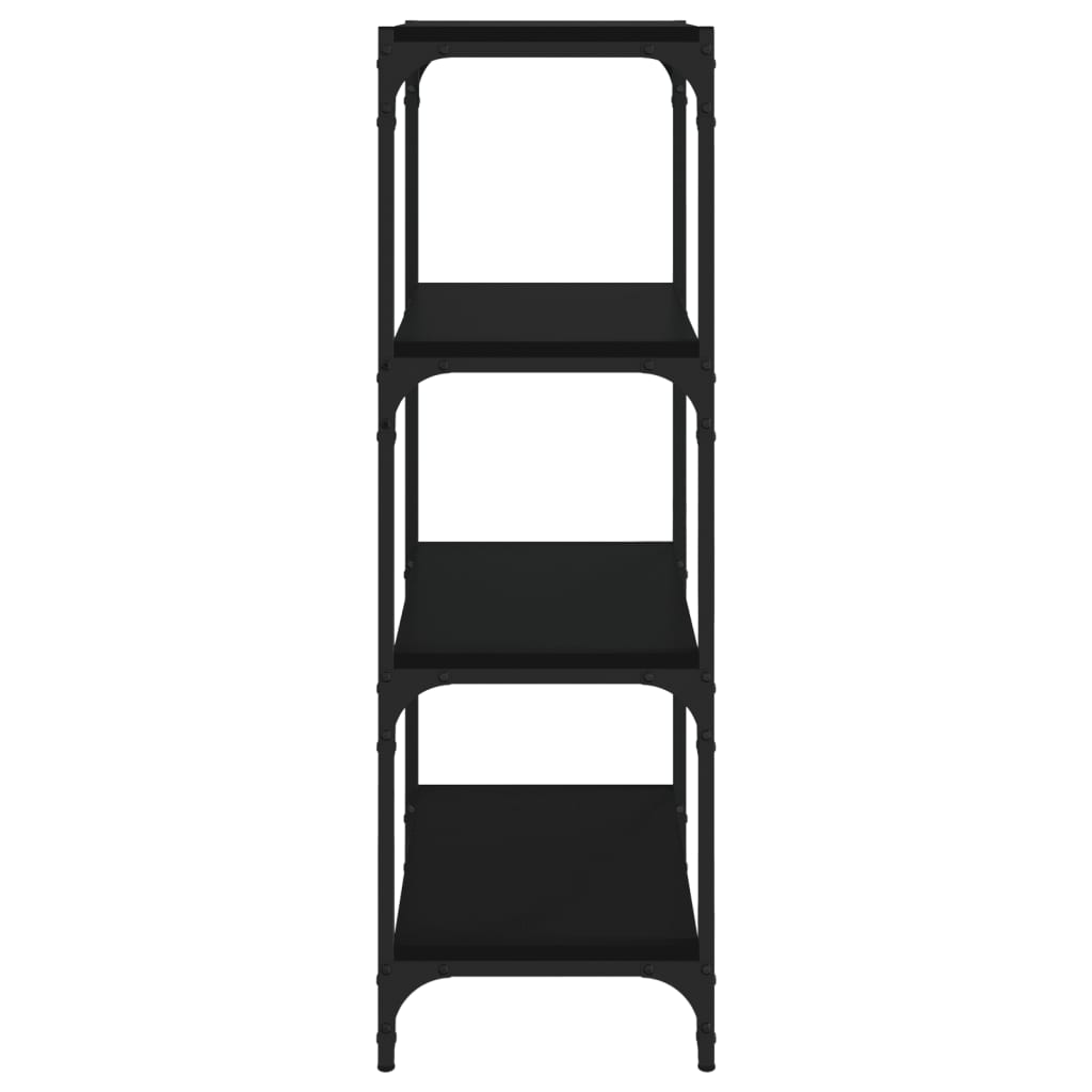Bibliothèque Noir 40x33x100 cm Bois d'ingénierie et acier