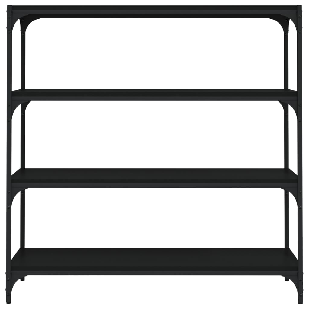 Bibliothèque Noir 100x33x100 cm Bois d'ingénierie et acier