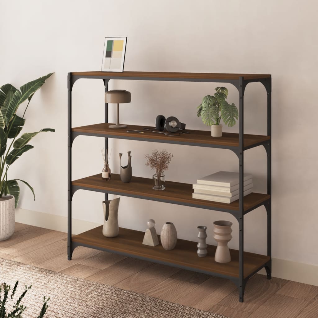 Bibliothèque Chêne brun 100x33x100cm Bois d'ingénierie et acier