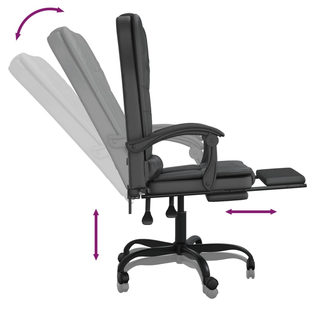 Fauteuil de massage inclinable de bureau Noir Similicuir
