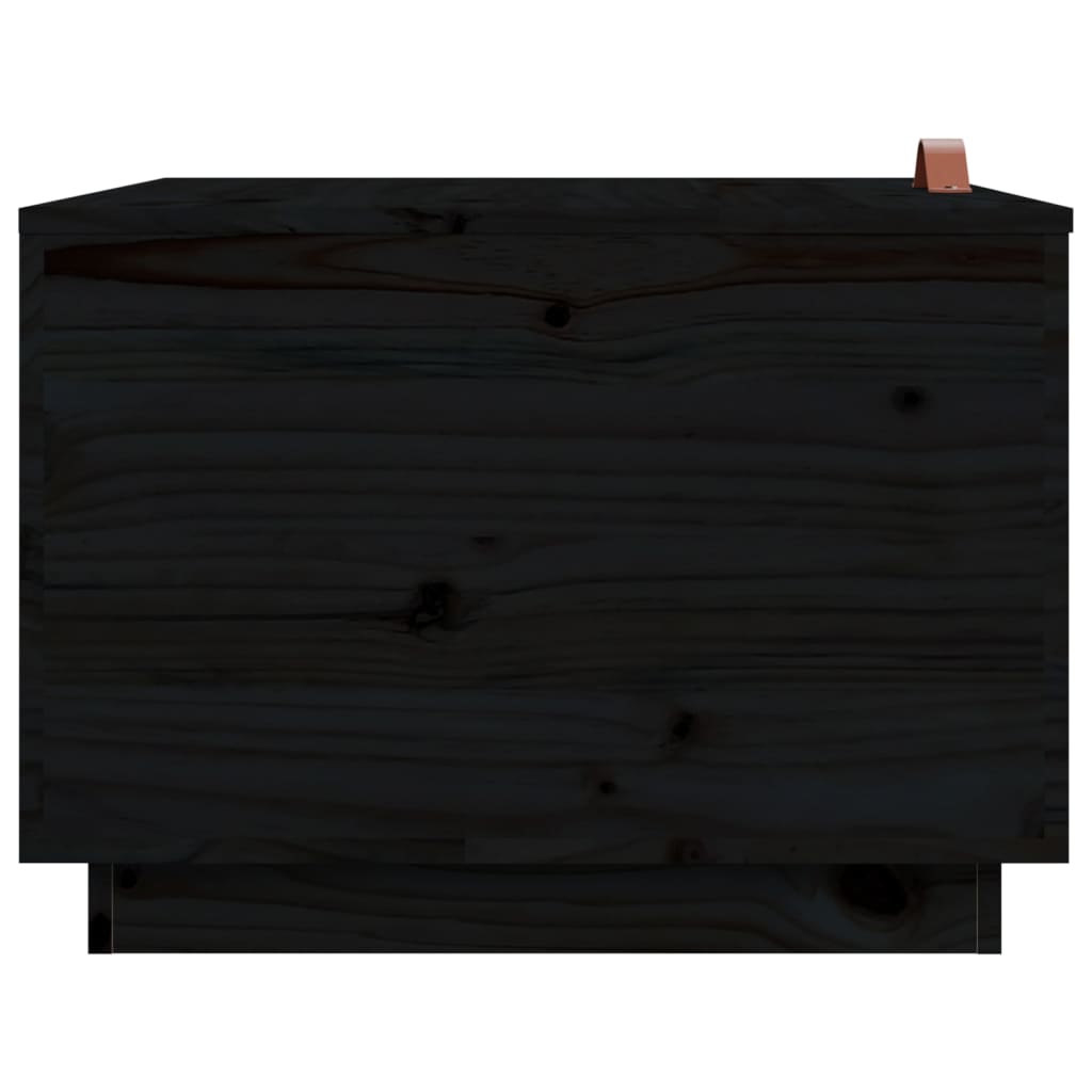 Boîtes de rangement et couvercles 3 pcs Noir Bois massif de pin