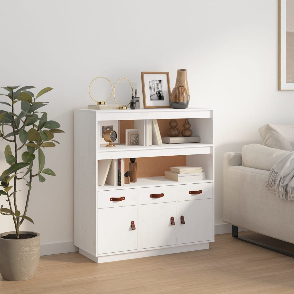 Buffet haut Blanc 100x40x108,5 cm Bois massif de pin