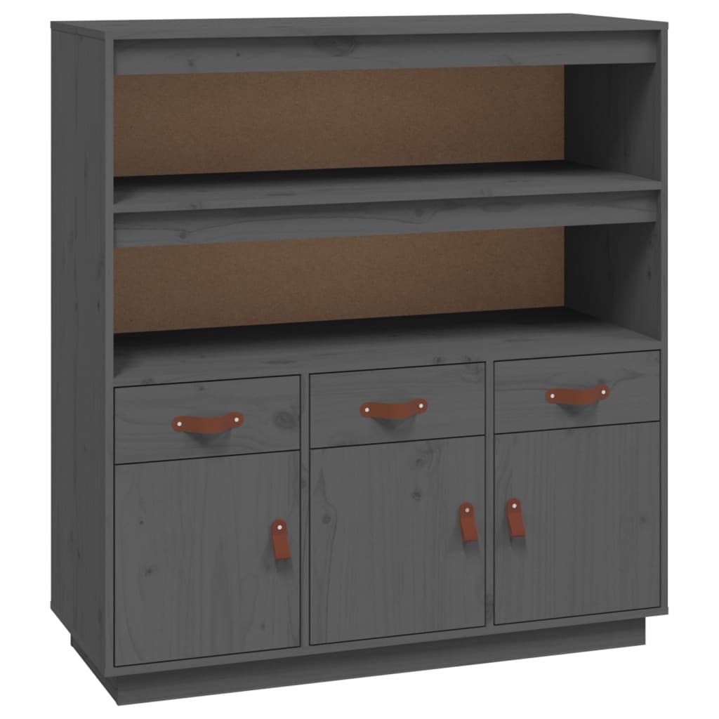Buffet haut Gris 100x40x108,5 cm Bois massif de pin