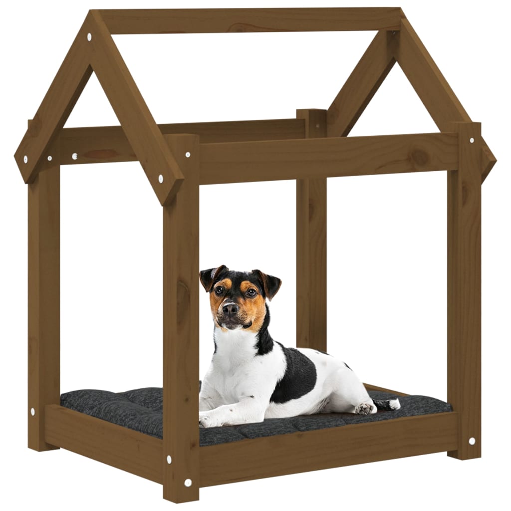Lit pour chien Marron miel 61x50x70 cm Bois de pin solide