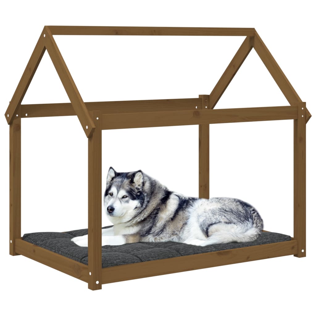 Lit pour chien Marron miel 111x80x100 cm Bois de pin solide
