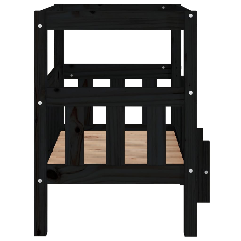 Lit pour chien Noir 65,5x43x70 cm Bois de pin solide