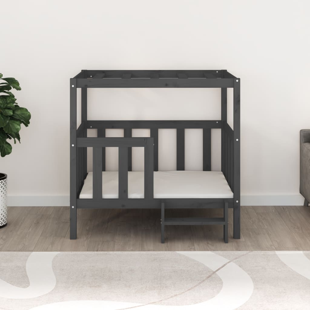 Lit pour chien Gris 105,5x83,5x100 cm Bois de pin solide