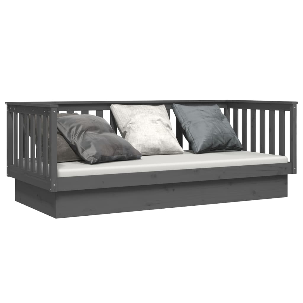Lit de jour Gris 90x200 cm Bois de pin massif