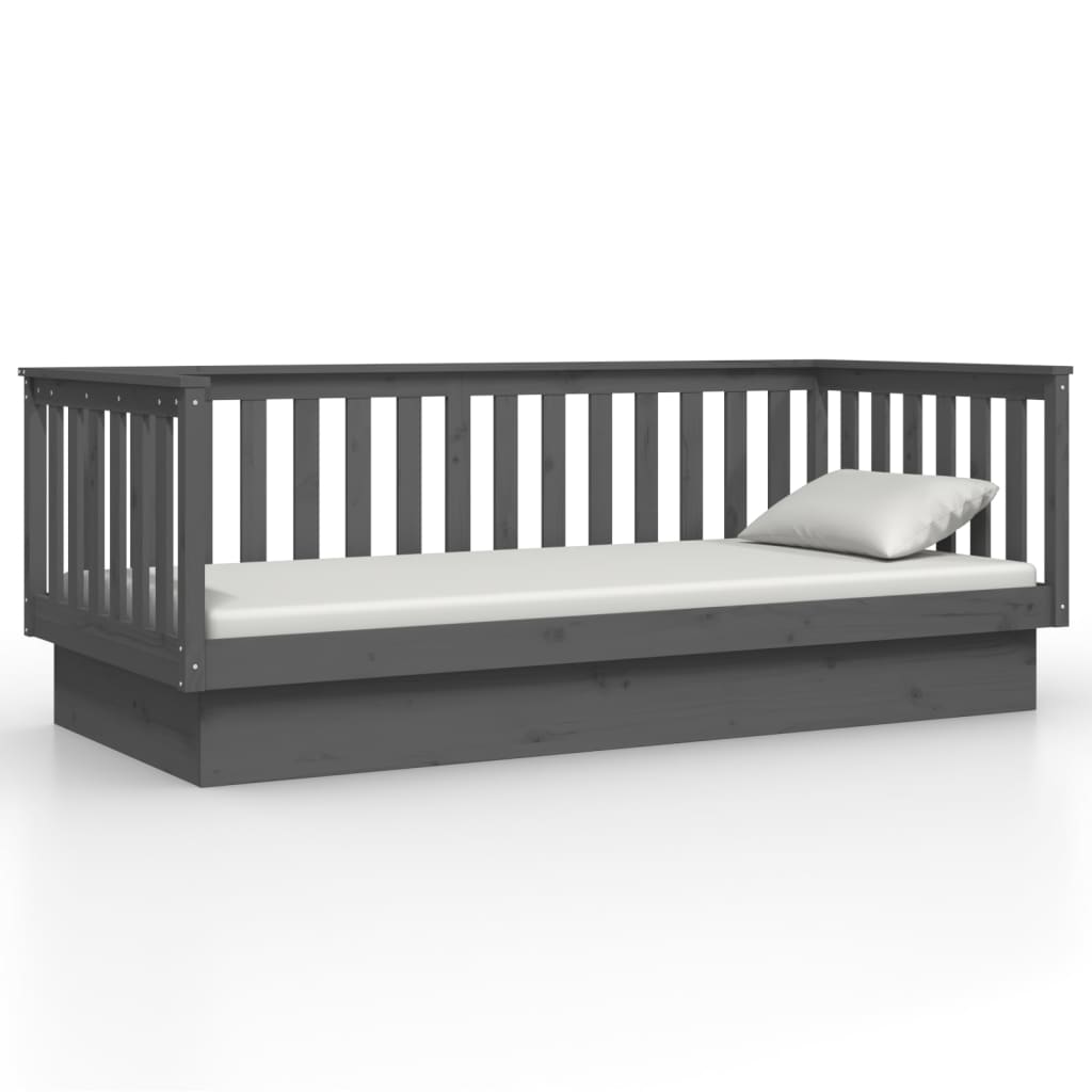 Lit de jour Gris 90x200 cm Bois de pin massif