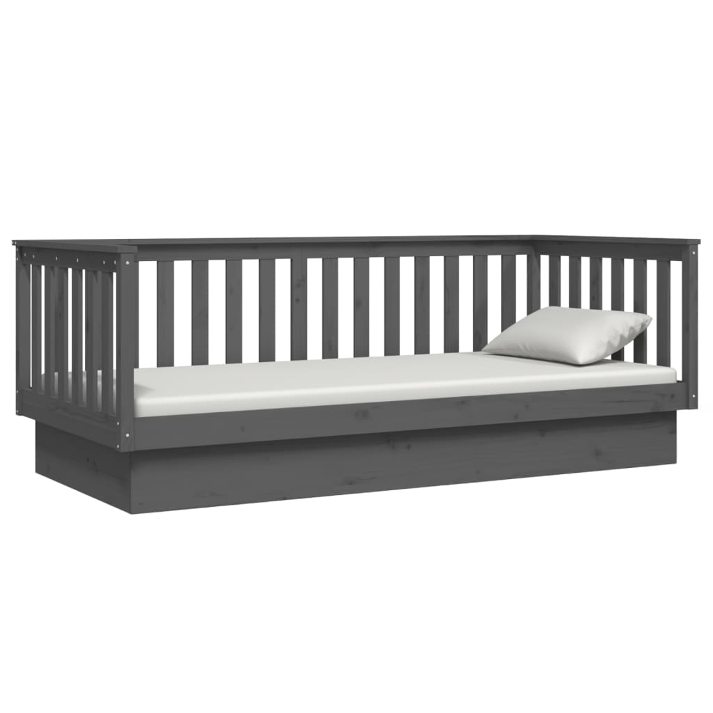 Lit de jour Gris 90x200 cm Bois de pin massif
