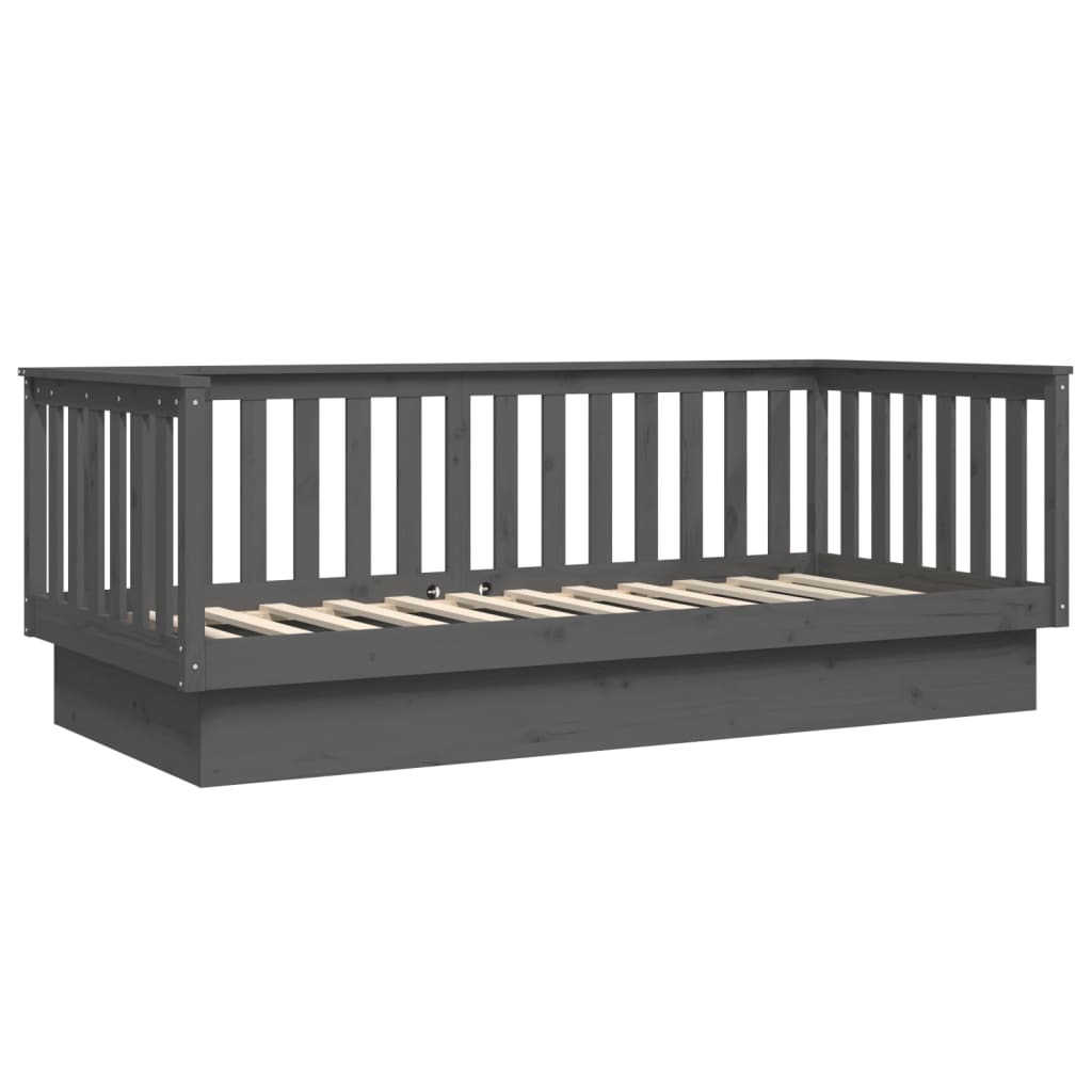Lit de jour Gris 90x200 cm Bois de pin massif