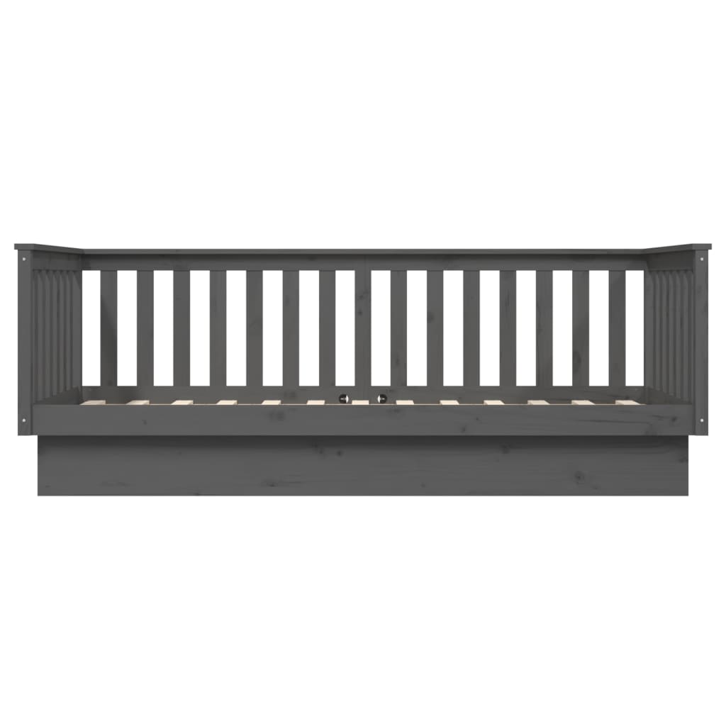 Lit de jour Gris 90x200 cm Bois de pin massif
