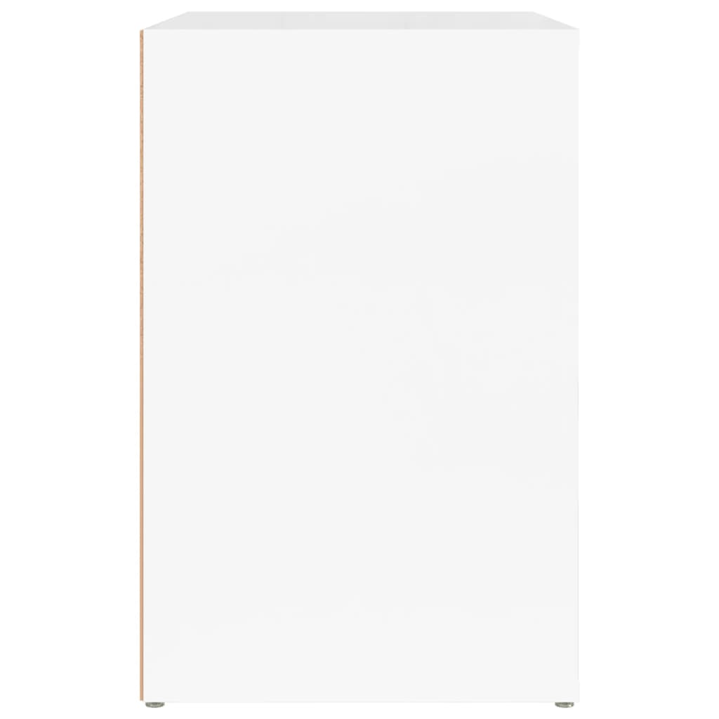 Armoire à chaussure Blanc brillant 130x35x54 cm Bois ingénierie