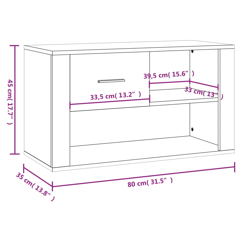 Armoire à chaussures Blanc 80x35x45 cm Bois d'ingénierie