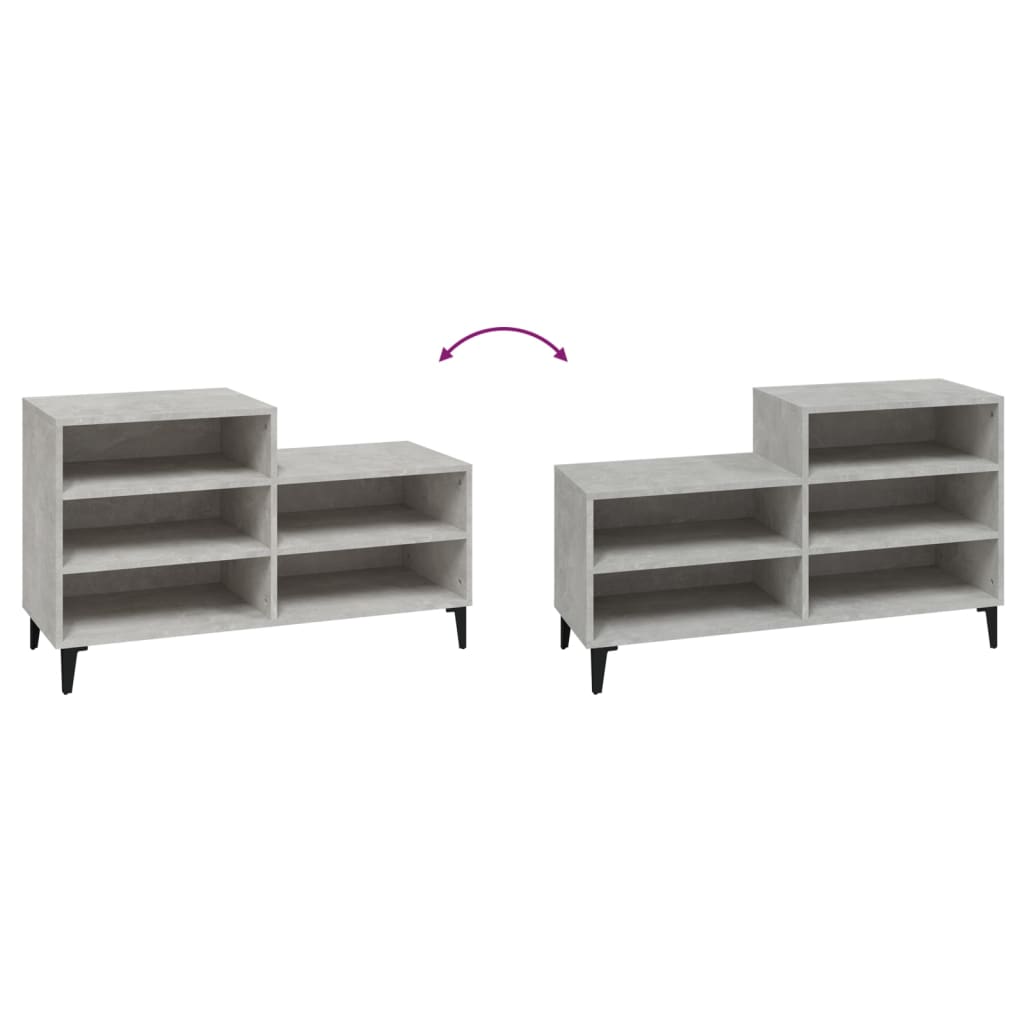 Armoire à chaussures Gris béton 102x36x60 cm Bois d'ingénierie