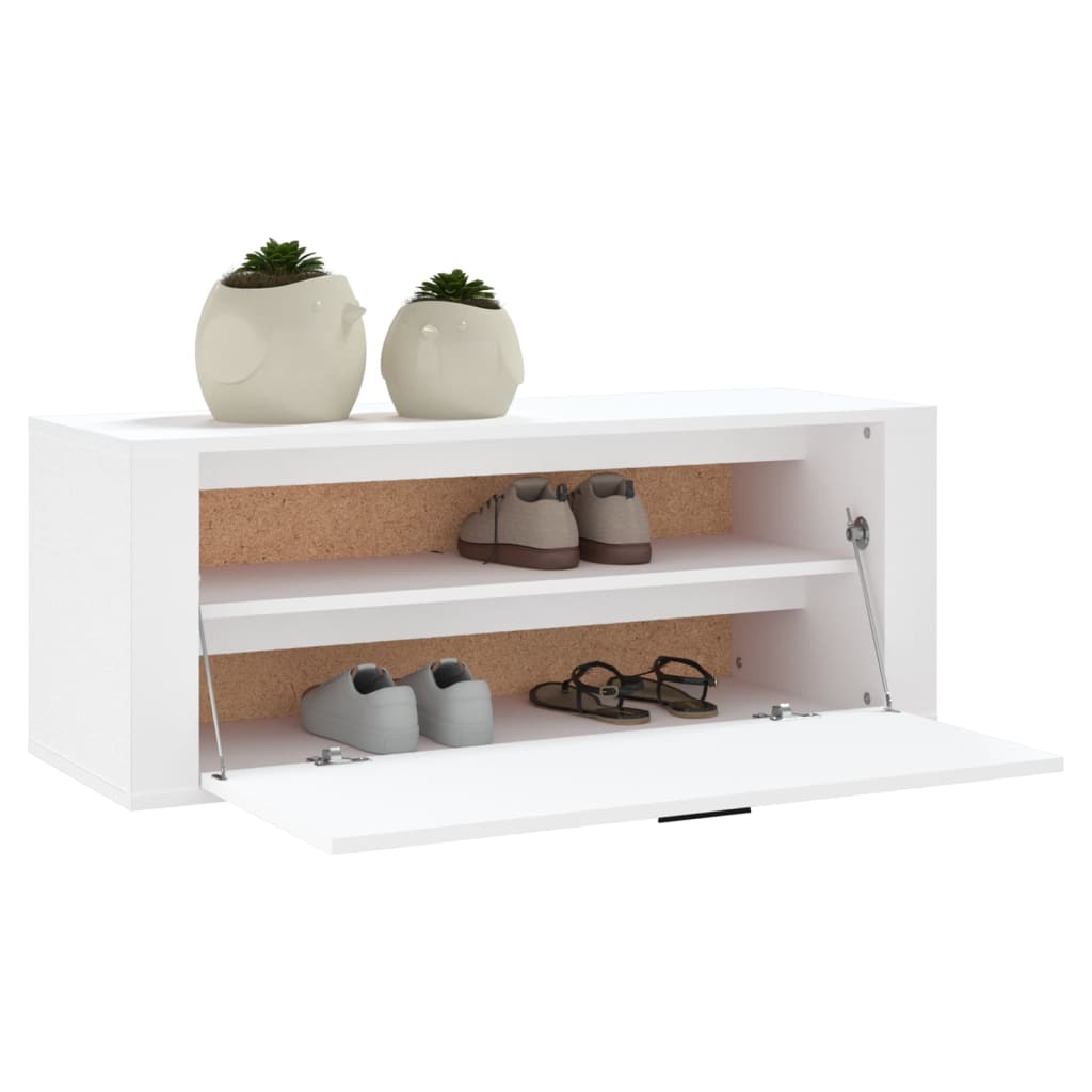 Armoire à chaussures murale Blanc 100x35x38cm Bois d'ingénierie