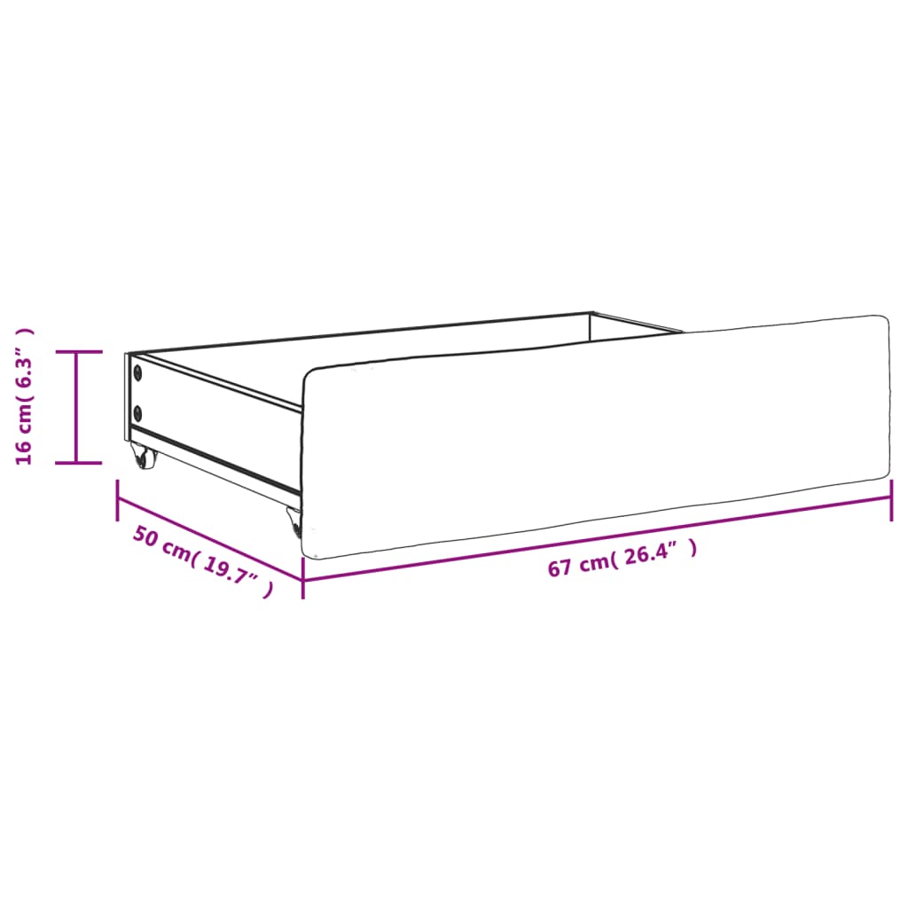 Tiroirs de lit 2 pcs bleu bois d'ingénierie et tissu