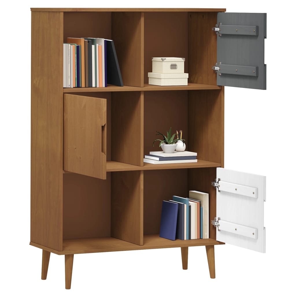 Bibliothèque MOLDE Marron 90x35x133,5 cm Bois massif de pin