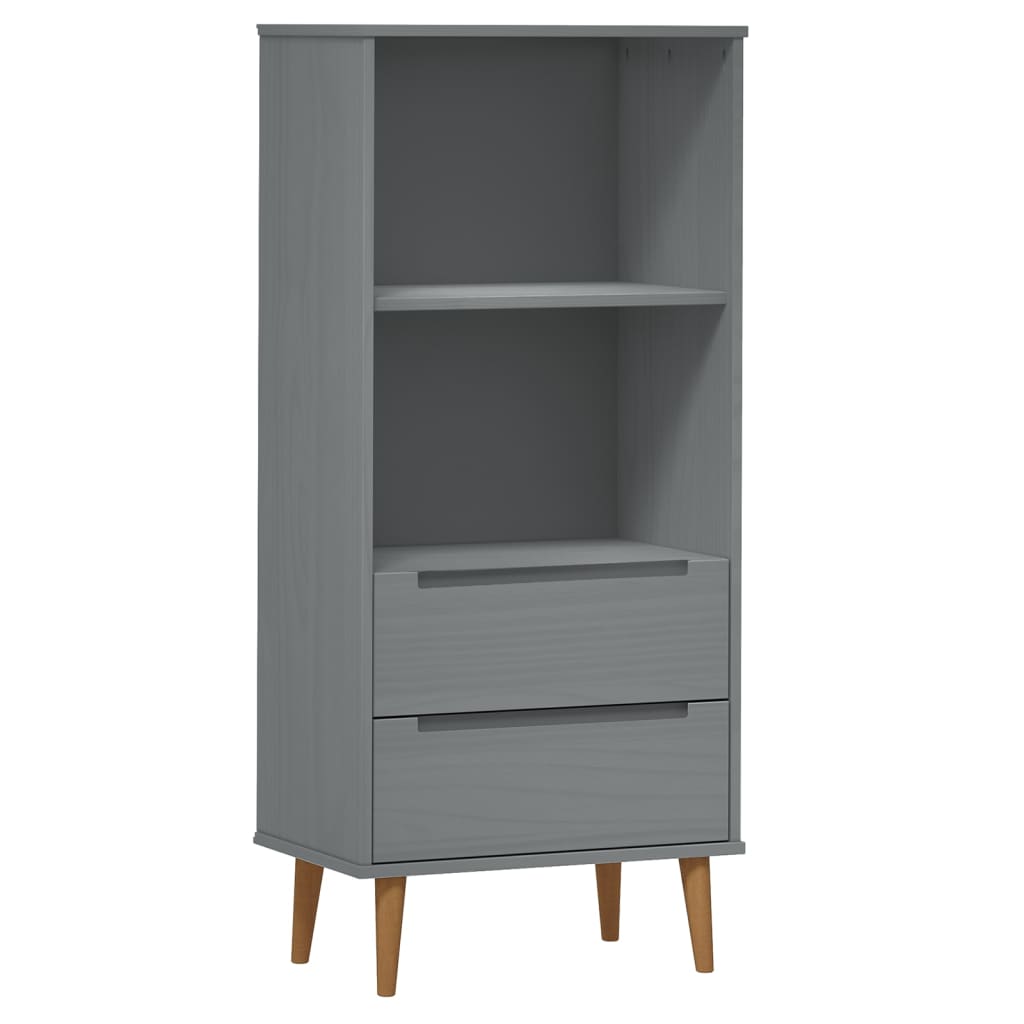 Bibliothèque MOLDE Gris 60x35x133,5 cm Bois massif de pin