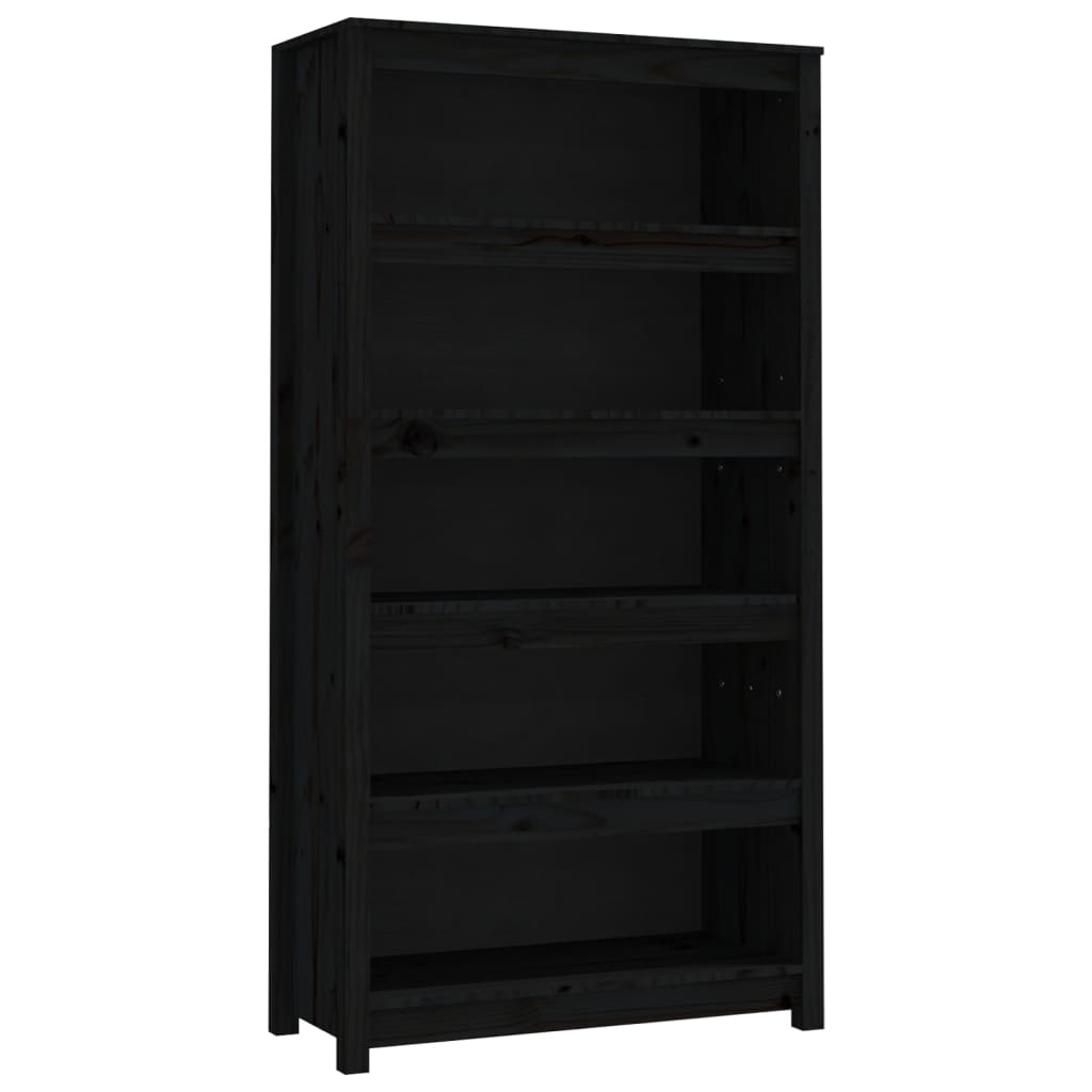 Bibliothèque Noir 80x35x154 cm Bois de pin massif