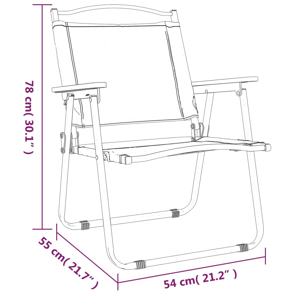 Chaises de camping 2 pcs Noir 54x55x78 cm Tissu Oxford