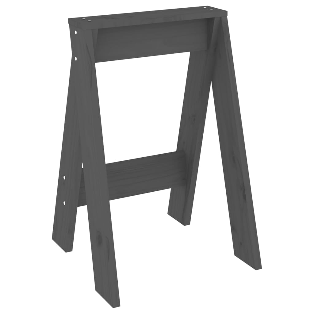 Tabourets lot de 2 gris 40x40x60 cm bois massif de pin