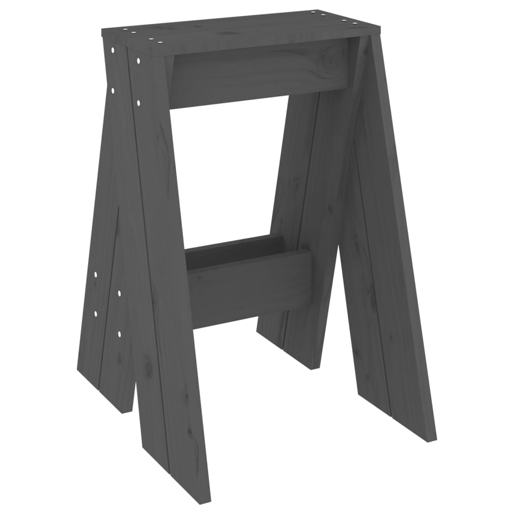 Tabourets lot de 2 gris 40x40x60 cm bois massif de pin