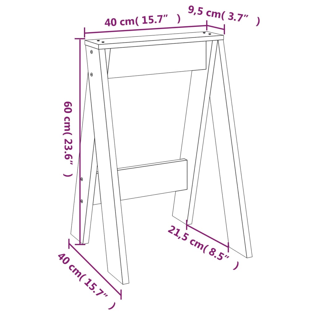 Tabourets lot de 2 gris 40x40x60 cm bois massif de pin