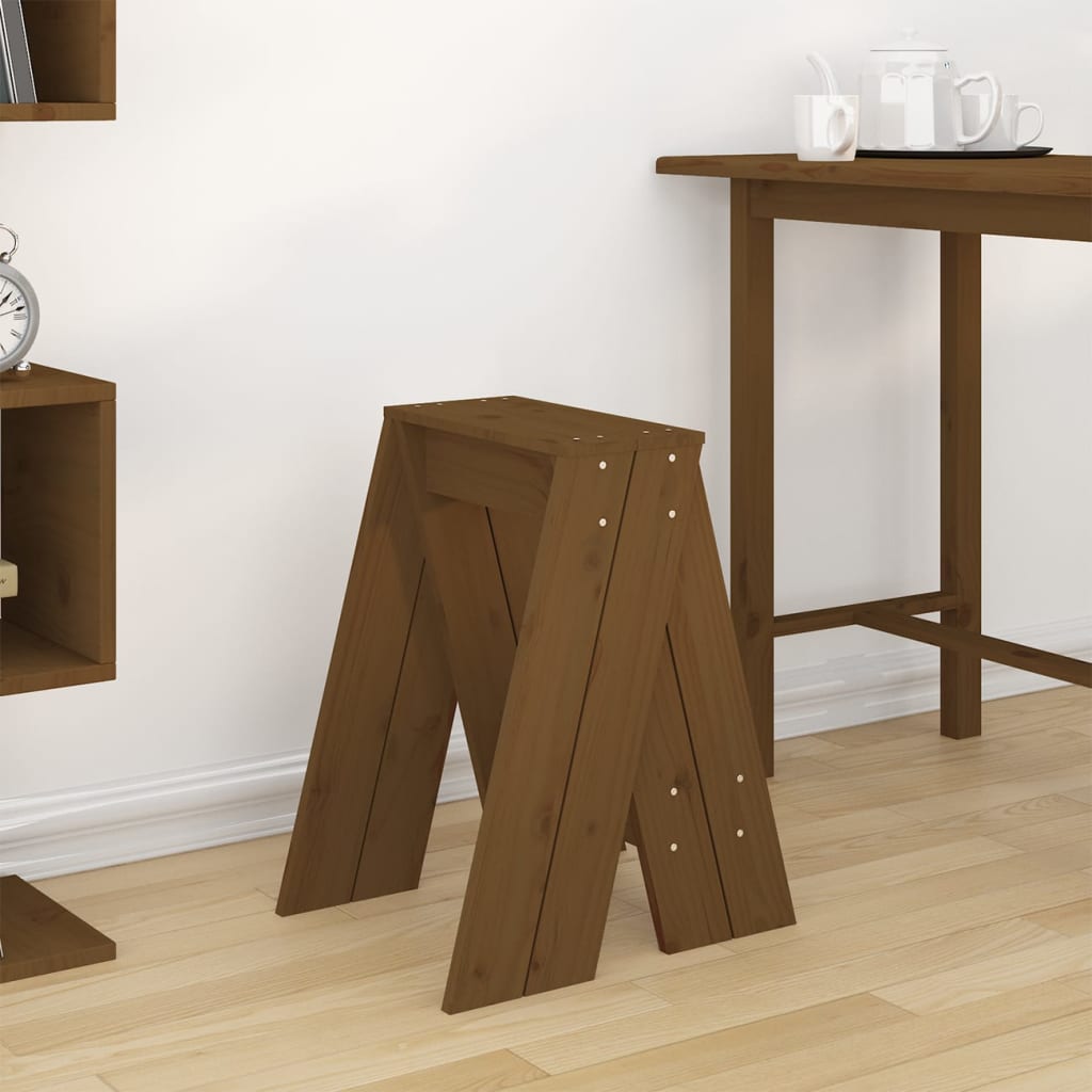 Tabourets lot de 2 marron miel 40x40x60 cm bois massif de pin