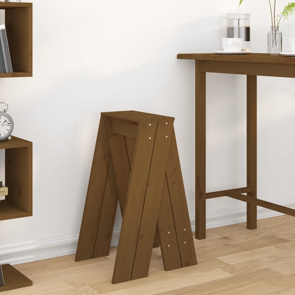 Tabourets lot de 2 marron miel 40x40x75 cm bois massif de pin