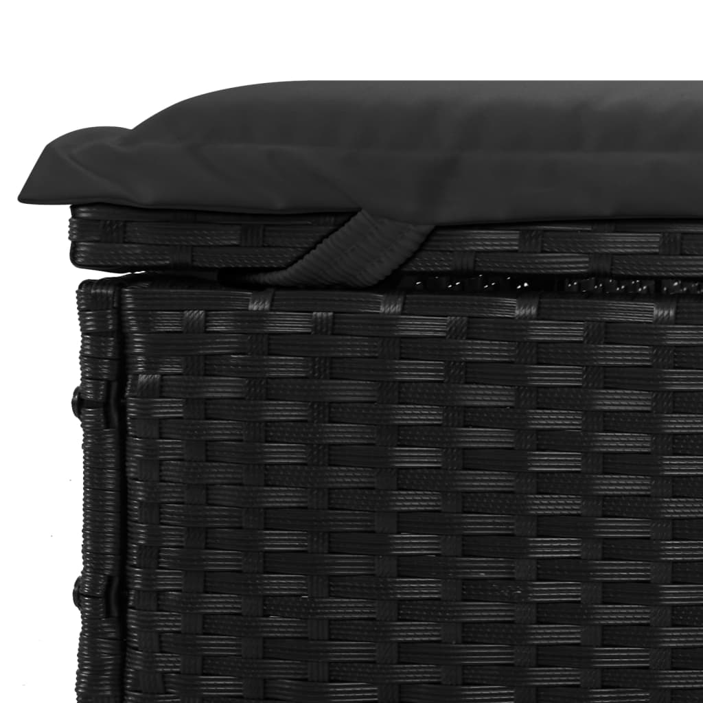Transat avec toit pliable noir 213x63x97 cm résine tressée