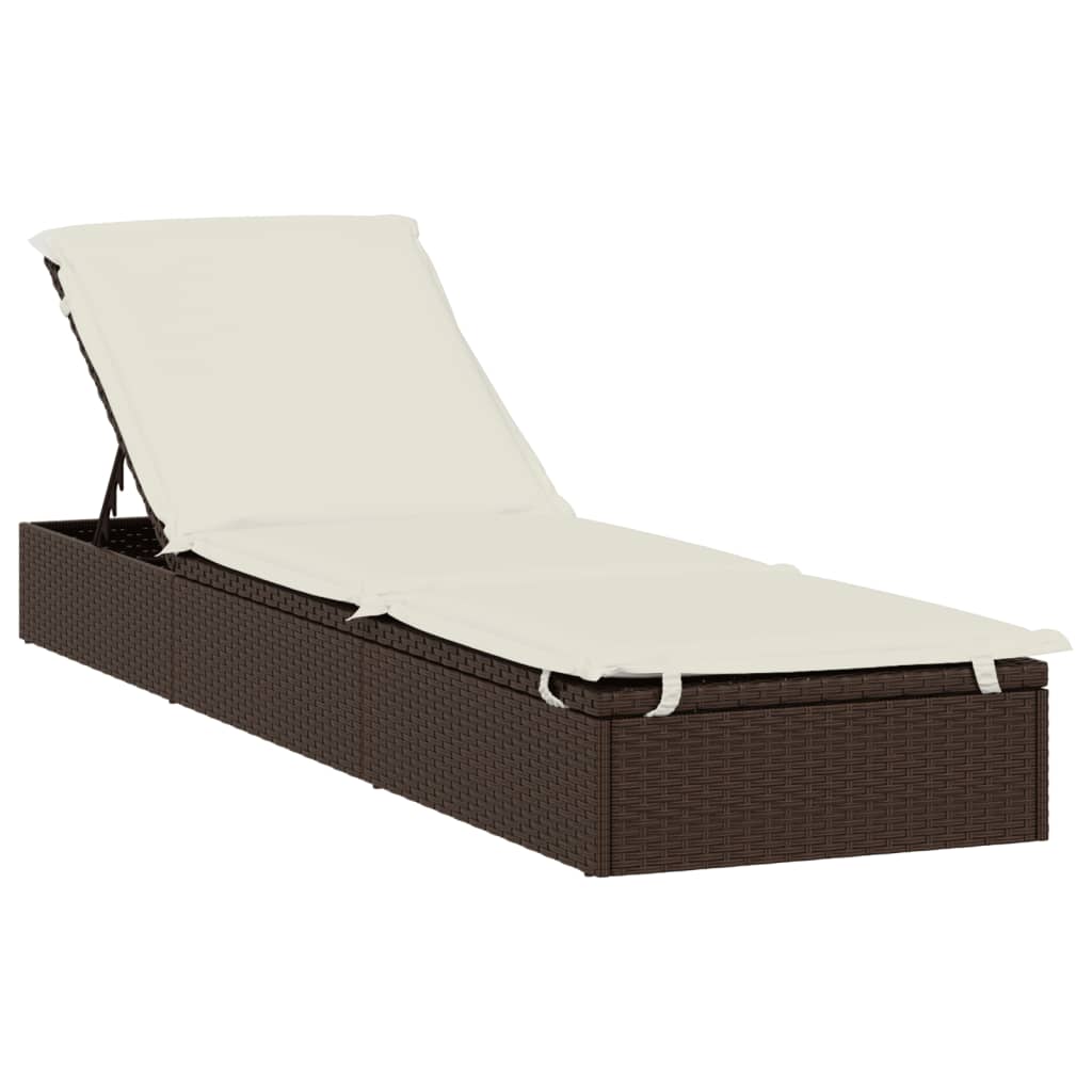 Chaise longue avec toit rond marron 211x57x140cm résine tressée