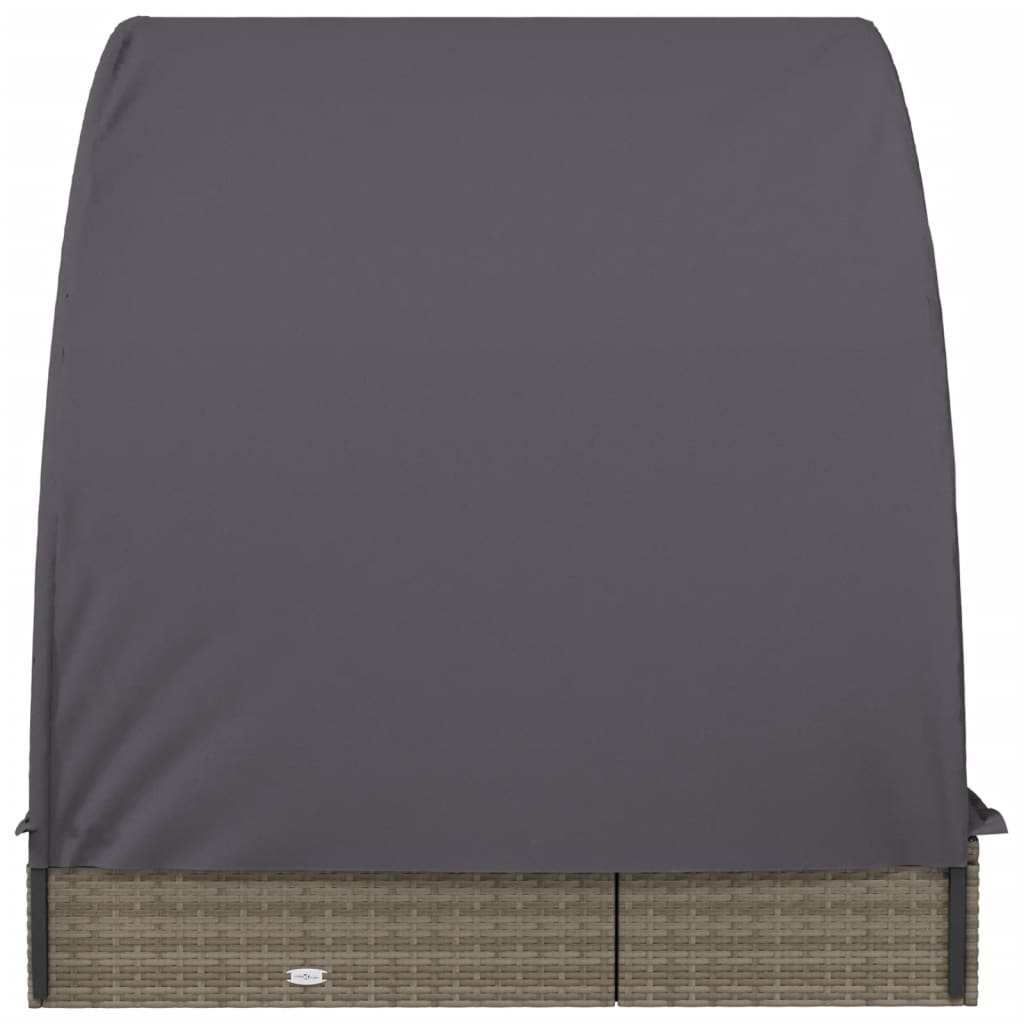 Transat 2 places avec toit rond gris 211x112x140 cm