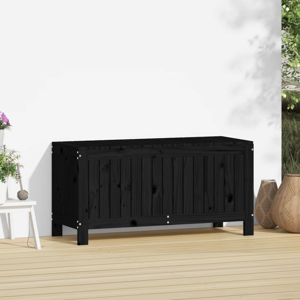 Boîte de rangement de jardin Noir 108x42,5x54cm Bois massif pin