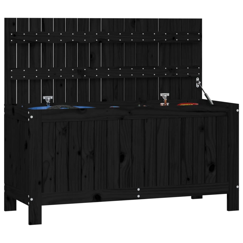 Boîte de rangement de jardin Noir 108x42,5x54cm Bois massif pin