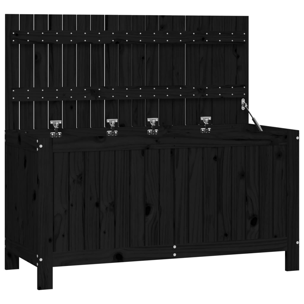 Boîte de rangement de jardin Noir 115x49x60 cm Bois massif pin