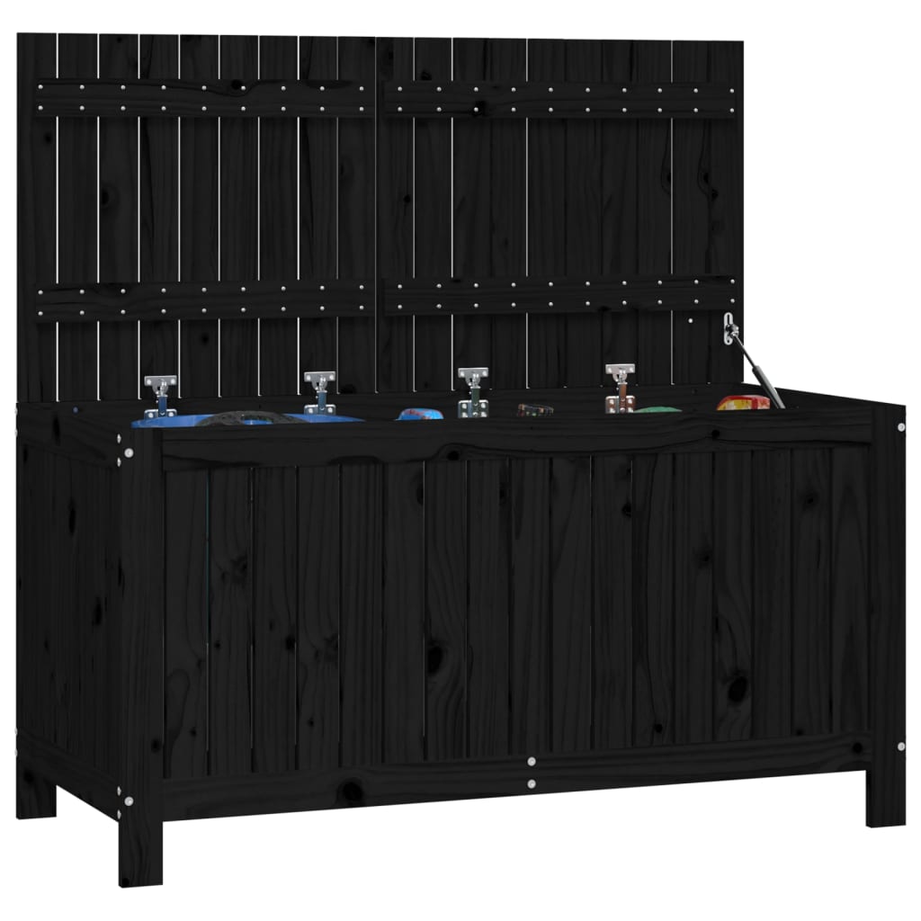 Boîte de rangement de jardin Noir 147x68x64 cm Bois massif pin