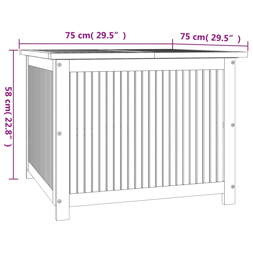 Boîte de rangement de jardin 75x75x58 cm bois massif d'acacia