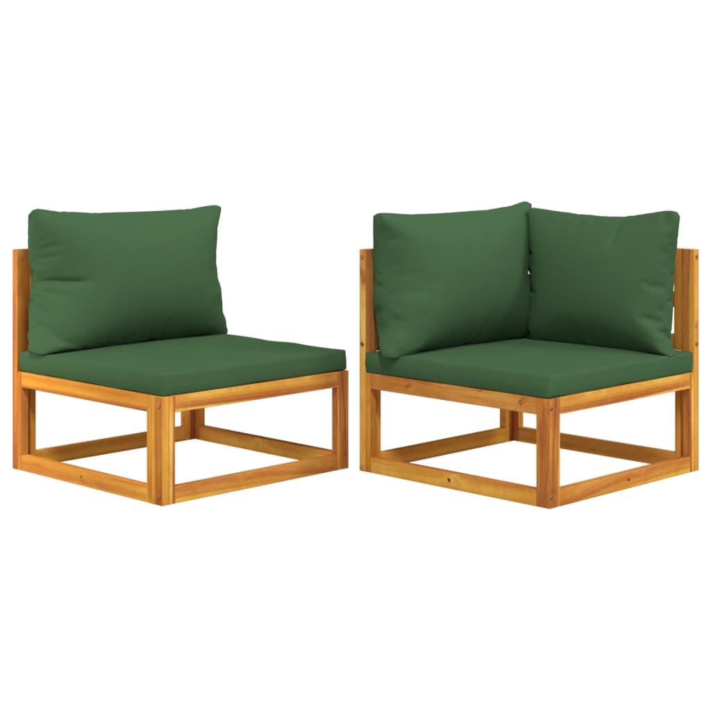 Ensemble de canapés de jardin coussins 2 pcs bois massif acacia