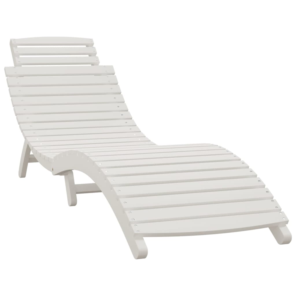 Chaise longue avec table blanc bois massif d'acacia