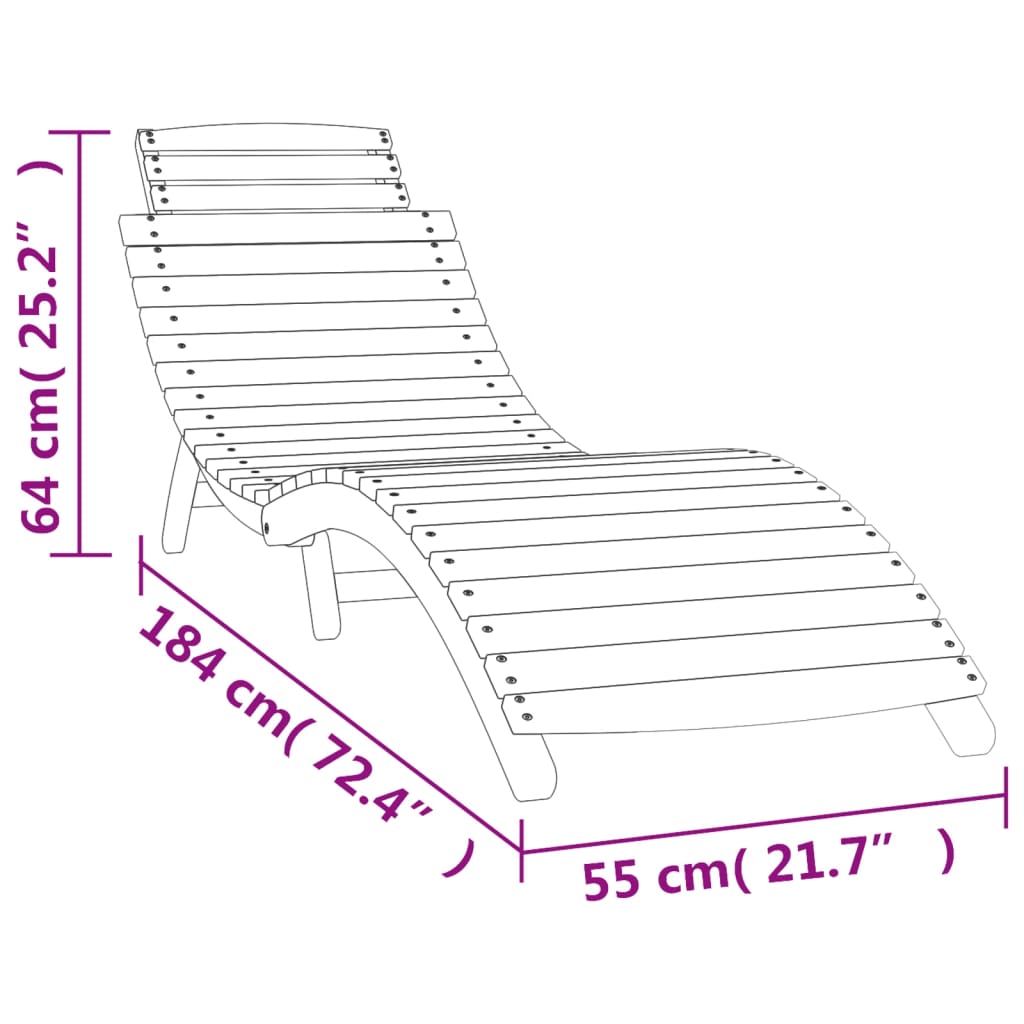 Chaise longue avec table blanc bois massif d'acacia