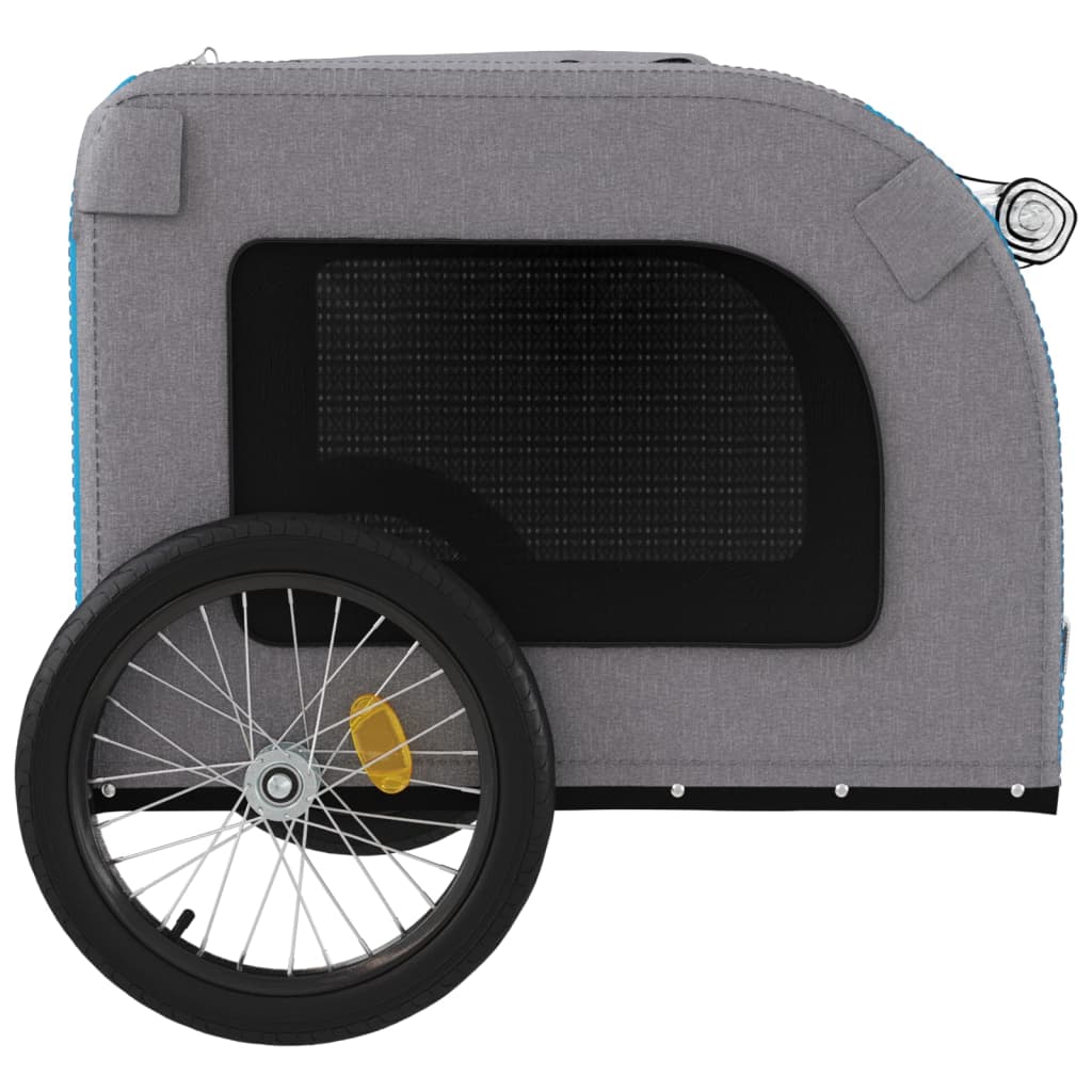 Remorque de vélo pour chien bleu et gris tissu oxford et fer