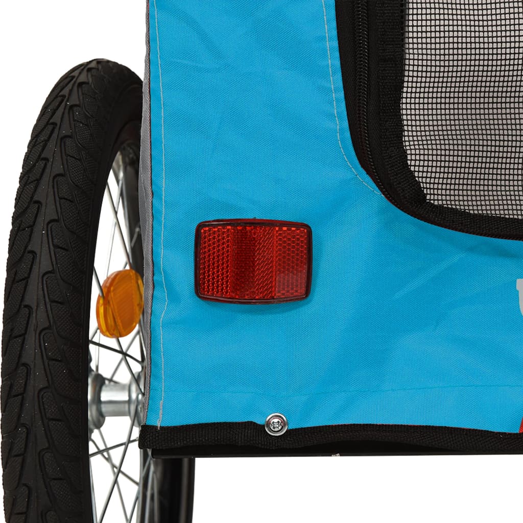 Remorque de vélo pour chien bleu et gris tissu oxford et fer