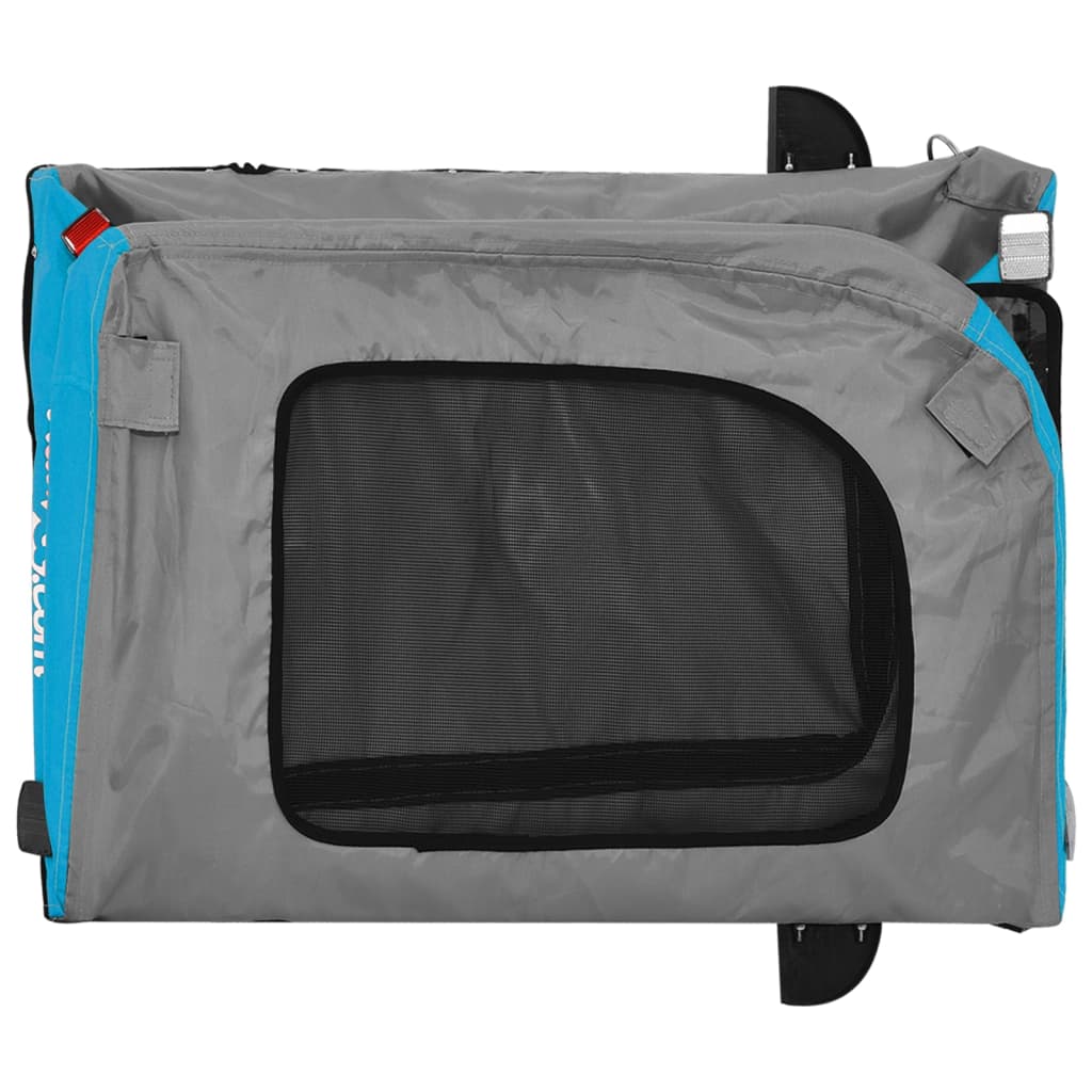 Remorque de vélo pour chien bleu et gris tissu oxford et fer