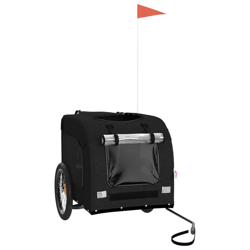 Remorque de vélo pour chien noir tissu oxford et fer