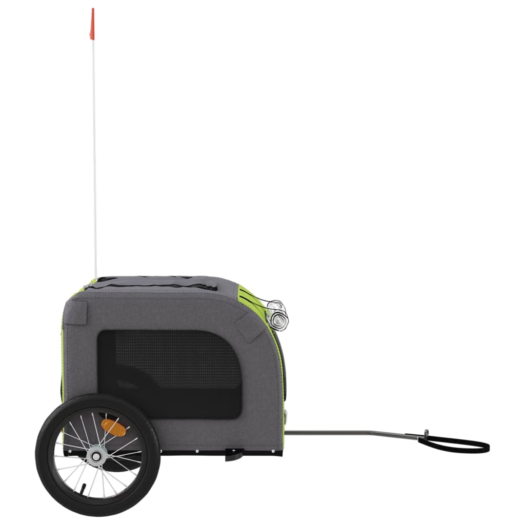 Remorque de vélo pour chien vert et gris tissu oxford et fer