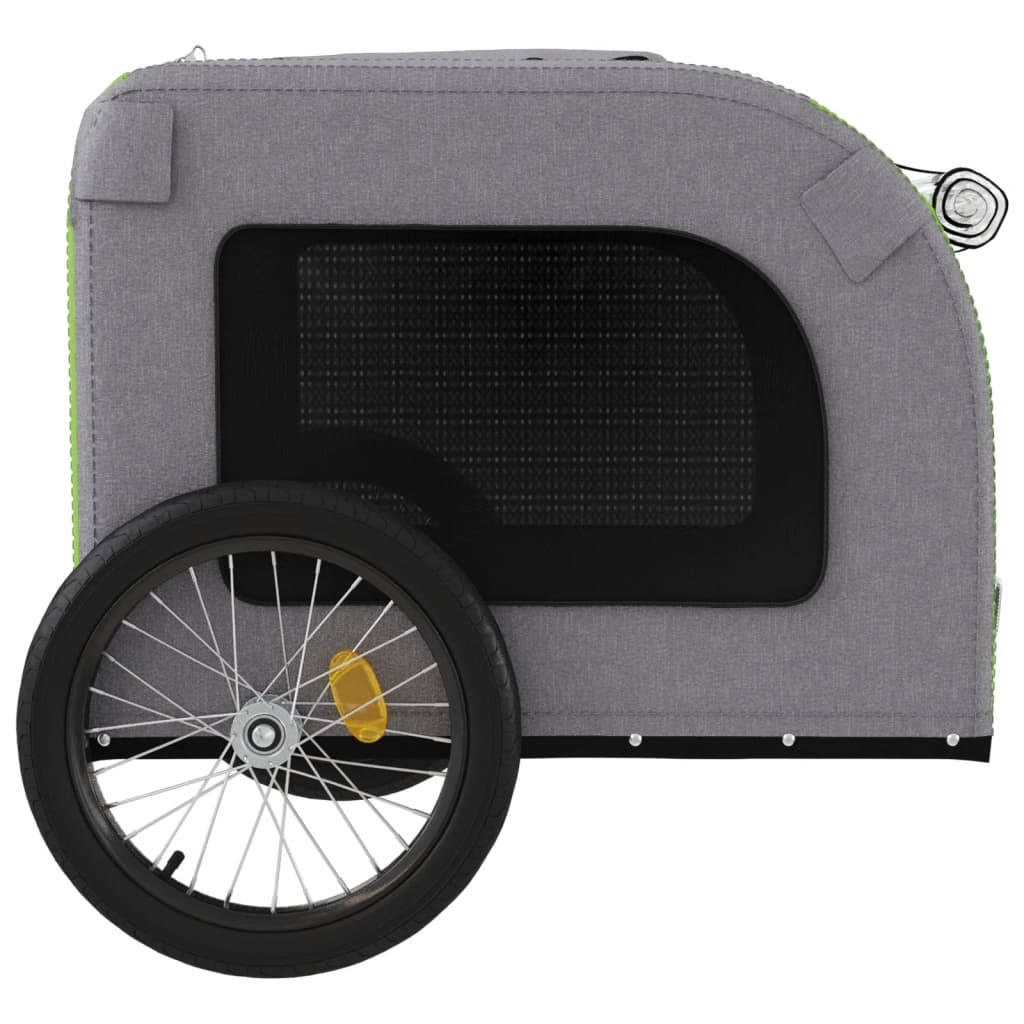 Remorque de vélo pour chien vert et gris tissu oxford et fer