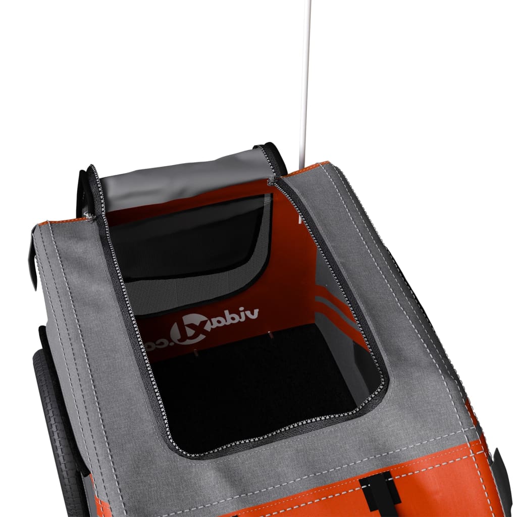 Remorque de vélo pour chien orange et gris tissu oxford et fer